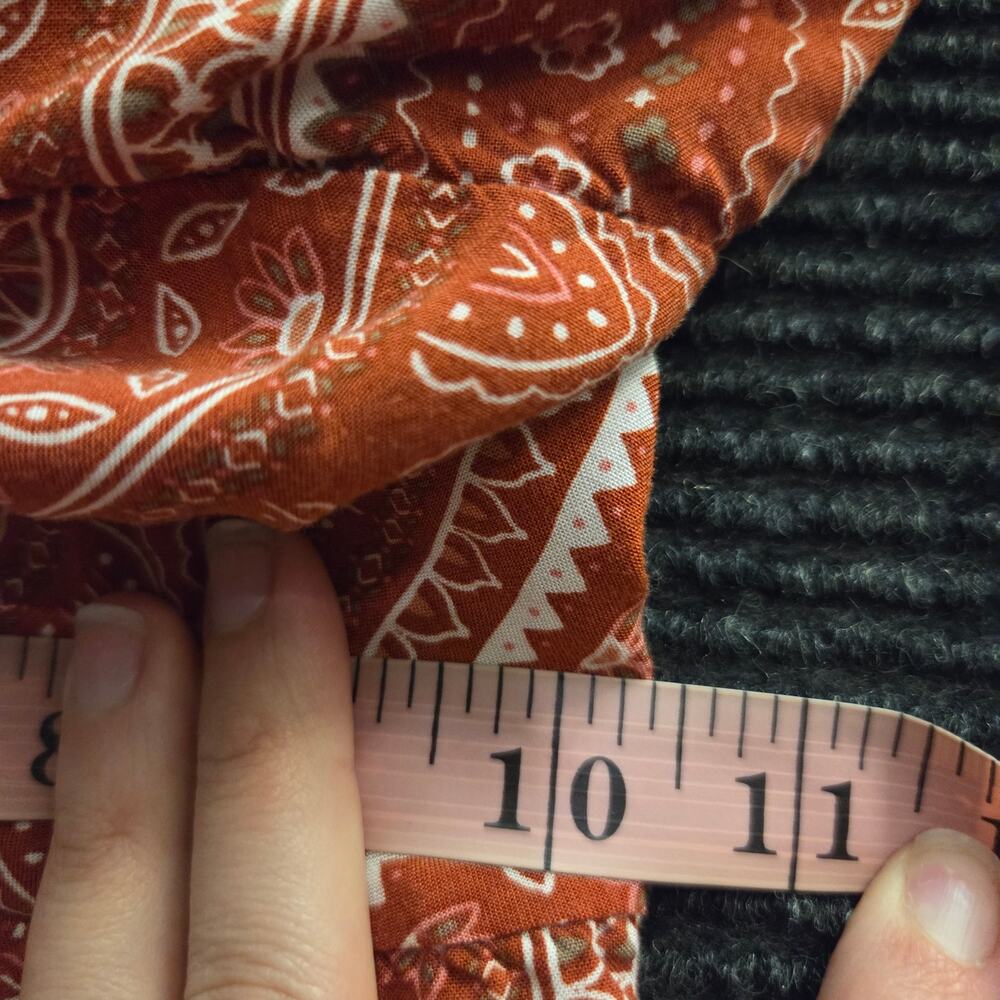 Y2k Boho Paisley Dress Slits XS Orange Cream - Picture 9 of 11